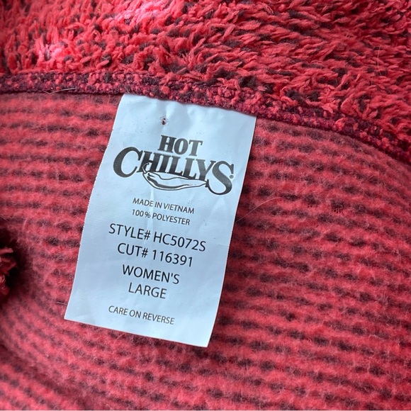 HOT CHILLYS quarter-zip fluffy warm red-orange ladies pullover Large - Picture 5 of 9